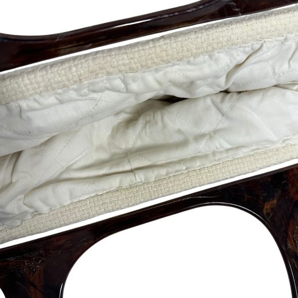 Stitched Fabric Boho 70's inspired unique handbag with acrylic handles - Picture 6 of 8